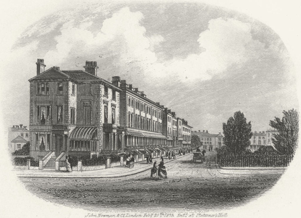 SUSSEX. Hyde Gdns from Gildredge Rd. Eastbourne 1860 old antique print picture
